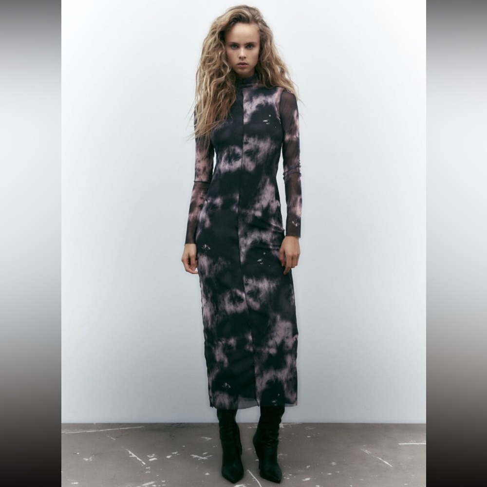 🆕 Zara Printed Tulle Dress SIZE X-Small